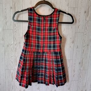 Badge Plaid Sleeveless Dress Girl Size 4 Holiday Picture with Family